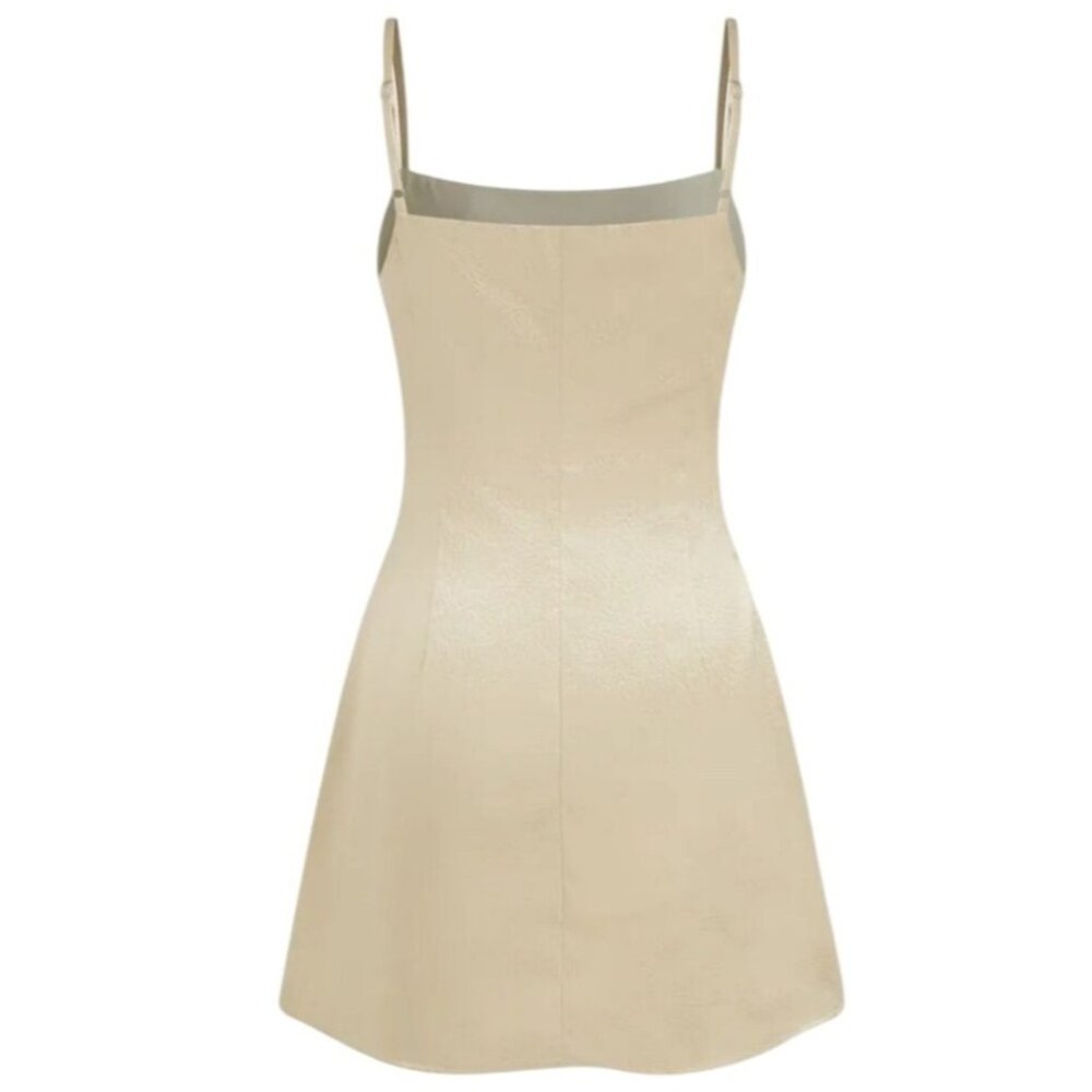 Cider Women's Size 9 Khaki Gold Mini Dress with Flowers Adjustable Straps 90s Y2 - Picture 2 of 8